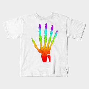 Rainbow Skeleton Hand Kids T-Shirt